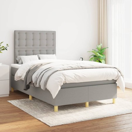 Cama box spring con colchón tela gris claro 120x200 cm de vidaXL, Camas y somieres - Ref: Foro24-3142641, Precio: 411,33 €, D...