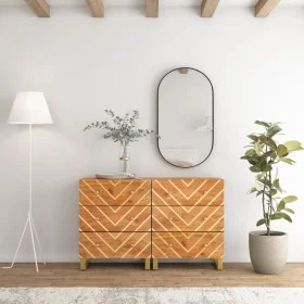 Armario auxiliar 2 uds madera mango marrón negro 60x33,5x75cm de vidaXL, Aparadores - Ref: Foro24-3206281, Precio: 291,89 €, ...