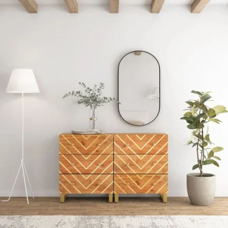 Armario auxiliar 2 uds madera mango marrón negro 60x33,5x75cm de vidaXL, Aparadores - Ref: Foro24-3206281, Precio: 291,89 €, ...