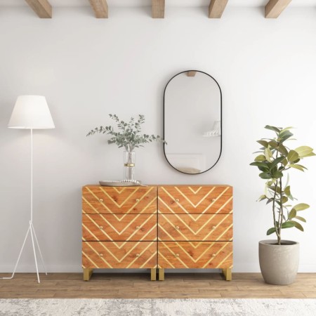 Armario auxiliar 2 uds madera mango marrón negro 60x33,5x75cm de vidaXL, Aparadores - Ref: Foro24-3206281, Precio: 297,10 €, ...