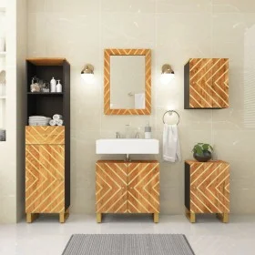 Juego muebles de baño 5 pzas madera maciza mango marrón y negro de vidaXL, Muebles de baño - Ref: Foro24-3206292, Precio: 373...