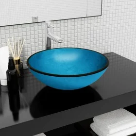 Blaues gehärtetes Glaswaschbecken 42x14 cm von vidaXL, Sinkt - Ref: Foro24-345265, Preis: 70,46 €, Rabatt: %