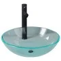 Washbasin with faucet and transparent tempered glass push-button stopper by vidaXL, Sinks - Ref: Foro24-3098440, Price: 88,77...