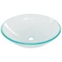 Washbasin with faucet and transparent tempered glass push-button stopper by vidaXL, Sinks - Ref: Foro24-3098440, Price: 88,77...