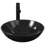 Sink and faucet with black tempered glass push-button stopper by vidaXL, Sinks - Ref: Foro24-3098450, Price: 100,05 €, Discou...