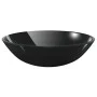 Sink and faucet with black tempered glass push-button stopper by vidaXL, Sinks - Ref: Foro24-3098450, Price: 100,05 €, Discou...