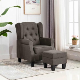 Sillón con reposapiés de tela gris taupe en Sillones | Comprar online en Foru.es