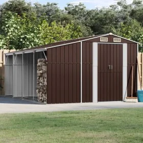 Cobertizo de jardín acero galvanizado marrón 277x365,5x179 cm de vidaXL, Cobertizos - Ref: Foro24-3188297, Precio: 569,96 €, ...