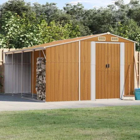 Cobertizo jardín acero galvanizado marrón claro 277x365,5x179cm de vidaXL, Cobertizos - Ref: Foro24-3188300, Precio: 569,53 €...