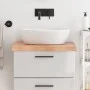 Badezimmerarbeitsplatte aus hellbraun behandeltem Massivholz, 60 x 60 x (2–6) cm von vidaXL, Arbeitsplatten - Ref: Foro24-315...