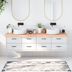 Encimera baño madera maciza tratada marrón claro 200x60x(2-6)cm de vidaXL, Encimeras - Ref: Foro24-3156176, Precio: 182,09 €,...
