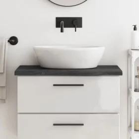 Encimera baño madera maciza tratada marrón oscuro 80x30x(2-4)cm de vidaXL, Encimeras - Ref: Foro24-3156210, Precio: 42,62 €, ...