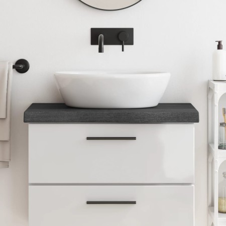 Encimera baño madera maciza tratada marrón oscuro 80x30x(2-6)cm de vidaXL, Encimeras - Ref: Foro24-3156211, Precio: 53,14 €, ...