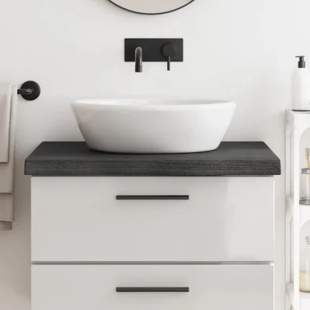 Massivholz-Badezimmerarbeitsplatte in dunkelbraun 80x50x(2-6)cm von vidaXL, Arbeitsplatten - Ref: Foro24-3156217, Preis: 72,5...