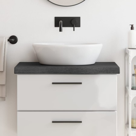 Encimera baño madera maciza tratada marrón oscuro 80x40x(2-6)cm de vidaXL, Encimeras - Ref: Foro24-3156214, Precio: 63,22 €, ...