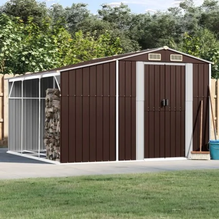 Cobertizo de jardín acero galvanizado marrón 277x279x179 cm de vidaXL, Cobertizos - Ref: Foro24-3188296, Precio: 430,20 €, De...