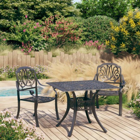 Mesa y sillas de bistró 3 piezas aluminio fundido negro de vidaXL, Conjuntos de jardín - Ref: Foro24-3070578, Precio: 602,02 ...