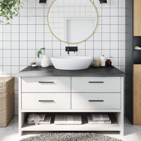 Encimera de baño madera tratada marrón oscuro 100x60x(2-6) cm de vidaXL, Encimeras - Ref: Foro24-3156232, Precio: 99,37 €, De...
