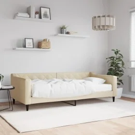 Sofá cama con colchón tela crema 90x200 cm de vidaXL, Camas y somieres - Ref: Foro24-3197412, Precio: 330,43 €, Descuento: %