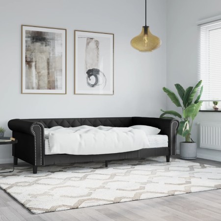 Sofá cama con colchón cuero sintético negro 90x200 cm de vidaXL, Camas y somieres - Ref: Foro24-3197719, Precio: 343,69 €, De...