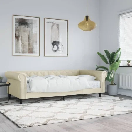 Sofá cama con colchón cuero sintético crema 90x200 cm de vidaXL, Camas y somieres - Ref: Foro24-3197721, Precio: 356,22 €, De...