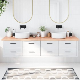 Encimera baño madera maciza tratada marrón claro 220x50x(2-4)cm de vidaXL, Encimeras - Ref: Foro24-3156181, Precio: 145,77 €,...