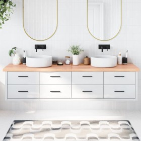 Encimera baño madera maciza tratada marrón claro 220x60x(2-6)cm de vidaXL, Encimeras - Ref: Foro24-3156184, Precio: 198,28 €,...