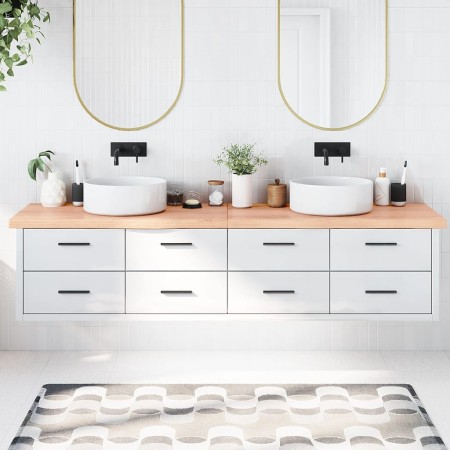 Encimera baño madera maciza tratada marrón claro 220x60x(2-6)cm de vidaXL, Encimeras - Ref: Foro24-3156184, Precio: 198,28 €,...