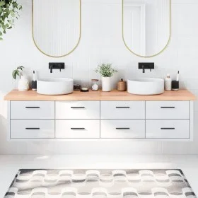 Light brown treated solid wood bathroom countertop 220x50x(2-6)cm by vidaXL, Countertops - Ref: Foro24-3156182, Price: 169,11...