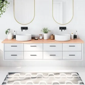 Light brown treated solid wood bathroom countertop 220x60x(2-4)cm by vidaXL, Countertops - Ref: Foro24-3156183, Price: 166,33...