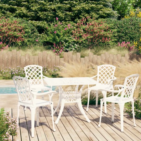 Mesa y sillas de bistró 5 piezas aluminio fundido blanco de vidaXL, Conjuntos de jardín - Ref: Foro24-3070615, Precio: 731,54...