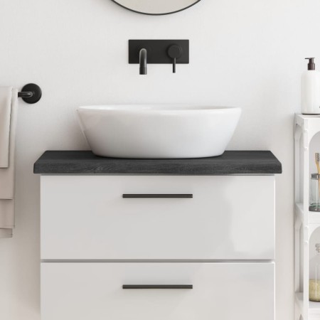 Encimera baño madera maciza tratada marrón oscuro 80x40x(2-4)cm de vidaXL, Encimeras - Ref: Foro24-3156213, Precio: 67,38 €, ...