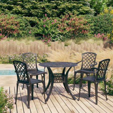 Mesa y sillas de bistró 5 piezas aluminio fundido negro de vidaXL, Conjuntos de jardín - Ref: Foro24-3070611, Precio: 715,28 ...