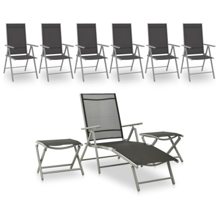 Juego de muebles de jardín 9 piezas negro y plateado de vidaXL, Conjuntos de jardín - Ref: Foro24-3070644, Precio: 413,97 €, ...