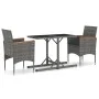 Juego de comedor para jardín 3 piezas gris de vidaXL, Conjuntos de jardín - Ref: Foro24-3072474, Precio: 199,82 €, Descuento: %