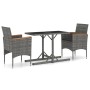 Juego de comedor para jardín 3 piezas gris de vidaXL, Conjuntos de jardín - Ref: Foro24-3072474, Precio: 202,65 €, Descuento: %