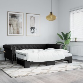 Sofá con cama nido cuero sintético negro 90x200 cm de vidaXL, Camas y somieres - Ref: Foro24-3197723, Precio: 291,66 €, Descu...