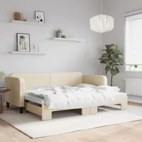 Trundle sofa bed cream fabric 80x200 cm by vidaXL, Beds and slatted bases - Ref: Foro24-3196815, Price: 238,61 €, Discount: %