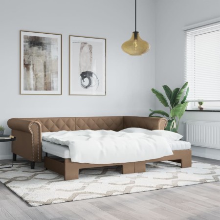Sofá con cama nido cuero sintético cappuccino 90x200 cm de vidaXL, Camas y somieres - Ref: Foro24-3197726, Precio: 275,63 €, ...