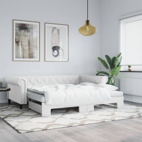Sofá con cama nido cuero sintético blanco 90x200 cm de vidaXL, Camas y somieres - Ref: Foro24-3197724, Precio: 300,62 €, Desc...