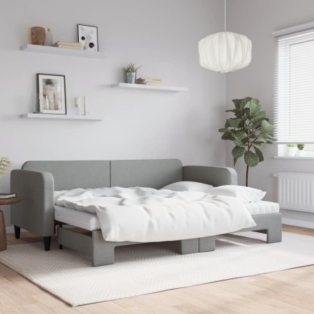 Sofá cama nido con colchón tela gris claro 80x200 cm de vidaXL, Camas y somieres - Ref: Foro24-3196829, Precio: 416,51 €, Des...