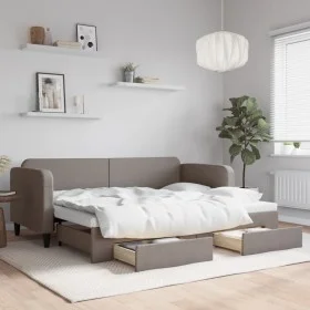 Sofá cama nido con cajones tela gris taupe 80x200 cm de vidaXL, Camas y somieres - Ref: Foro24-3196850, Precio: 283,10 €, Des...