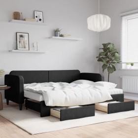 Sofá cama nido con cajones tela negro 80x200 cm de vidaXL, Camas y somieres - Ref: Foro24-3196867, Precio: 454,60 €, Descuent...