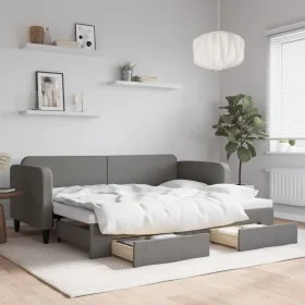 Sofá cama nido con cajones tela gris oscuro 80x200 cm de vidaXL, Camas y somieres - Ref: Foro24-3196848, Precio: 285,49 €, De...