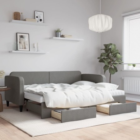 Sofá cama nido con cajones tela gris oscuro 80x200 cm de vidaXL, Camas y somieres - Ref: Foro24-3196866, Precio: 455,49 €, De...