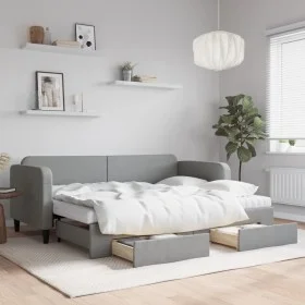 Sofá cama nido con cajones tela gris claro 80x200 cm de vidaXL, Camas y somieres - Ref: Foro24-3196865, Precio: 462,00 €, Des...