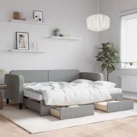 Sofá cama nido con cajones tela gris claro 80x200 cm de vidaXL, Camas y somieres - Ref: Foro24-3196865, Precio: 453,24 €, Des...