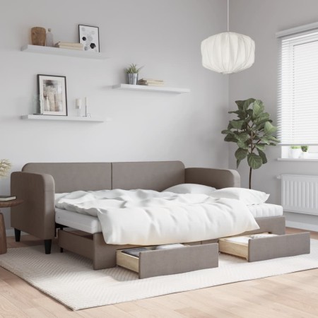 Sofá cama nido con cajones tela gris taupe 80x200 cm de vidaXL, Camas y somieres - Ref: Foro24-3196868, Precio: 476,53 €, Des...