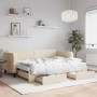 Sofá cama nido con cajones tela color crema 80x200 cm de vidaXL, Camas y somieres - Ref: Foro24-3196869, Precio: 451,38 €, De...