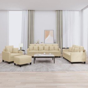 Juego de sofás con cojines 4 piezas tela crema en Sofás | Comprar online en Foru.es